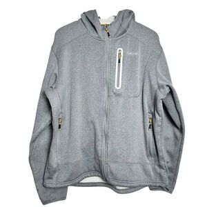 Orvis Mens Big Horn Fleece Gray Full Zip Lined Performance Hoodie Jacket L